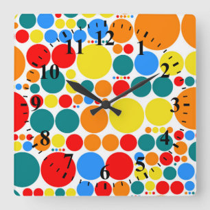 Horloge Carrée Motif de point Polka Pop Retro #15