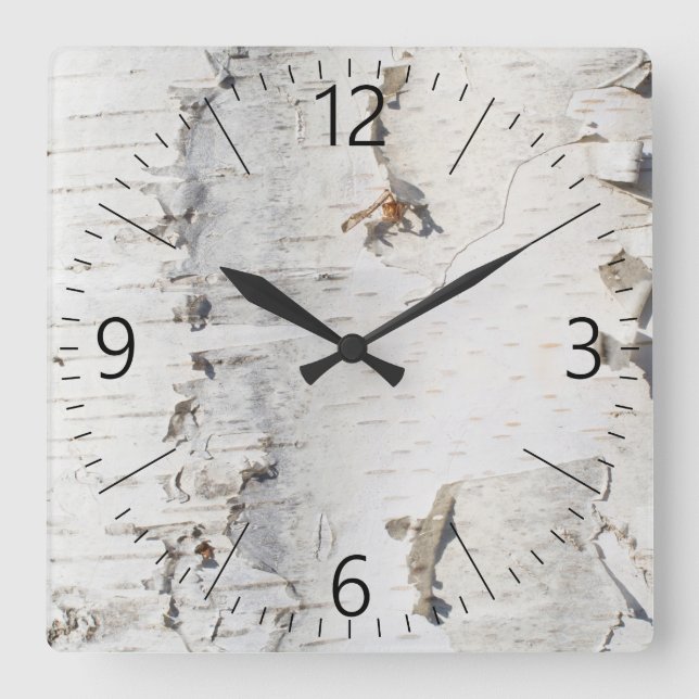 Horloge Carrée Motif d'écorce de bouleau (Recto)