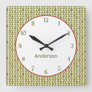 Horloge Carrée Motif des couleurs personnalisées de la perle d'o