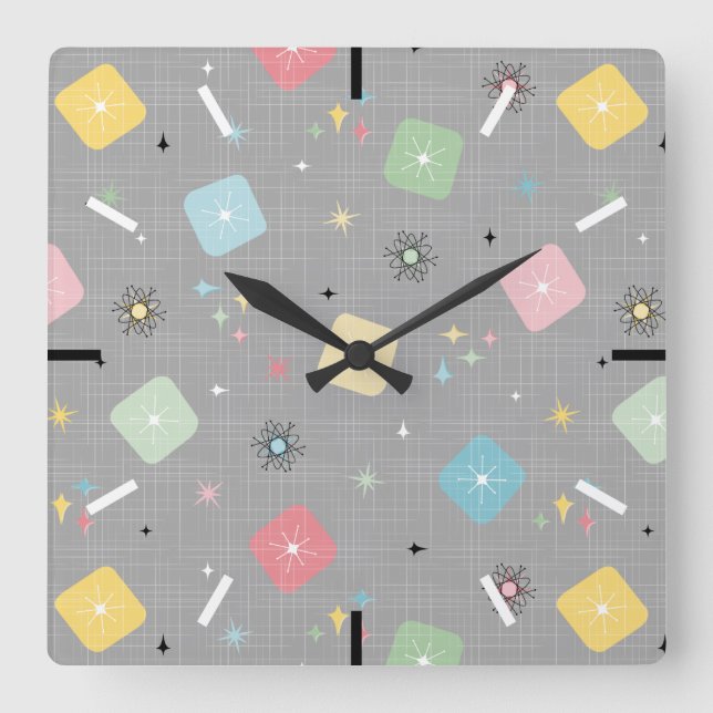 Horloge Carrée Motif d'explosions d'étoile atomique éparpillé par (Recto)