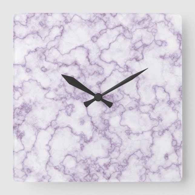 Horloge Carrée Motif en marbre violet (Recto)