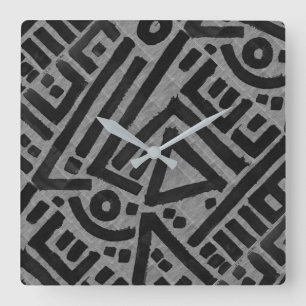 Horloge Carrée Motif en tissu Kuba