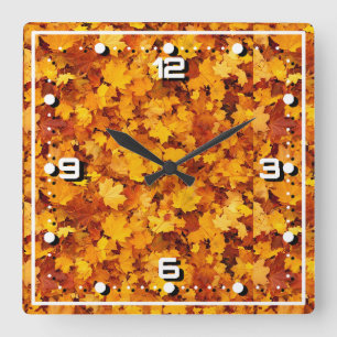 Horloge Carrée Motif Feuille de l'érable-25877