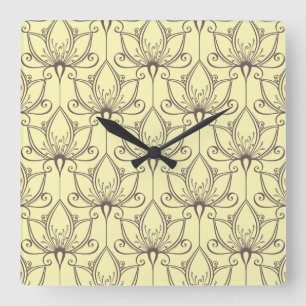 Horloge Carrée Motif floral à la crème