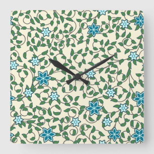 Horloge Carrée Motif floral sans couture sur fond beige