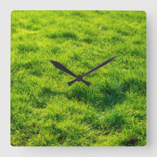 Horloge Carrée Motif frais d'herbe verte