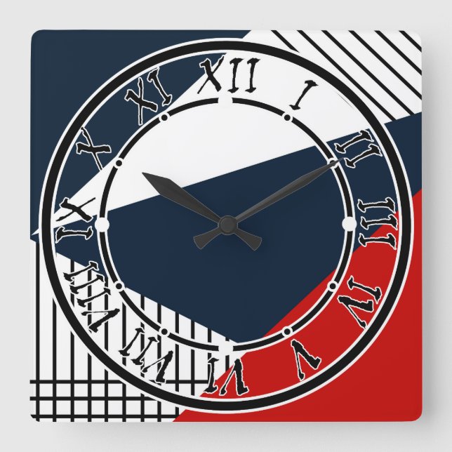 Horloge Carrée motif géométrique Abstrait (Recto)