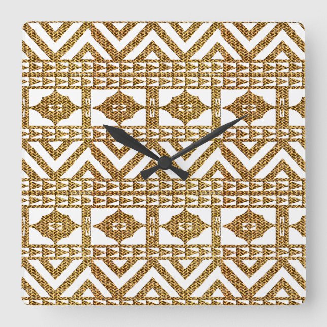 Horloge Carrée Motif géométrique africain (Recto)