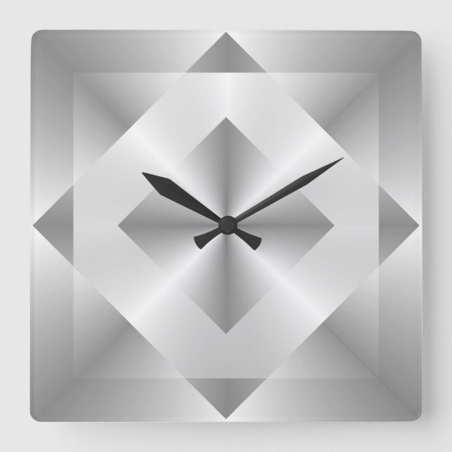 Horloge Carrée Motif géométrique argenté élégant (Recto)