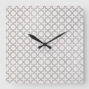 Horloge Carrée Motif géométrique beige islamique