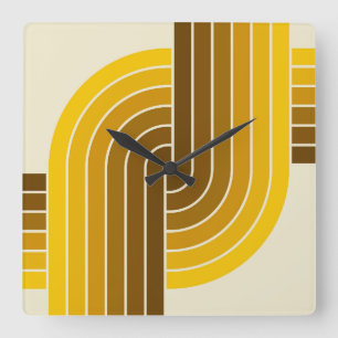 Horloge Carrée motif géométrique les années 70 style Vintage rétr