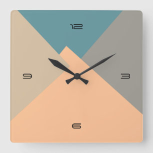Horloge Carrée Motif géométrique moderne couleur rétro