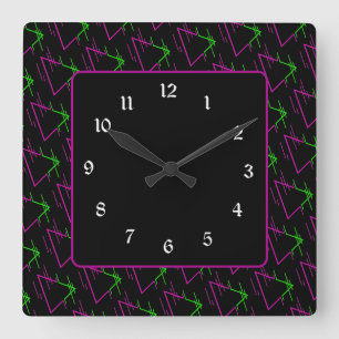 Horloge Carrée Motif géométrique Retro Neon