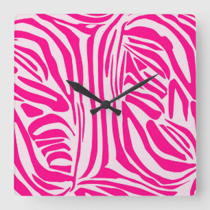 Horloge Carrée Motif imprimé zèbre rose