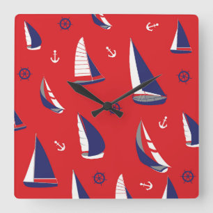 Horloge Carrée Motif maigre de voilier