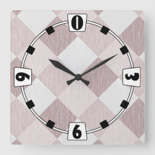 Horloge Carrée Motif Oblique de géométrique beige et gris