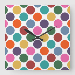 Horloge Carrée Motif Polka Dot