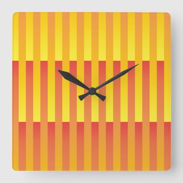Horloge Carrée Motif rayé orange jaune (Recto)