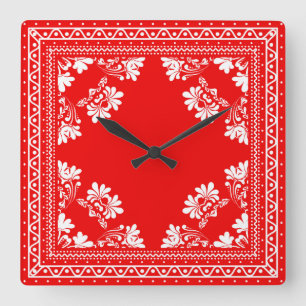 Horloge Carrée Motif Red Bandana