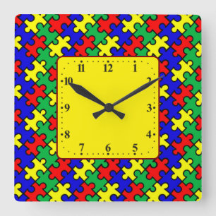 Horloge Carrée Motif sans couture de puzzle