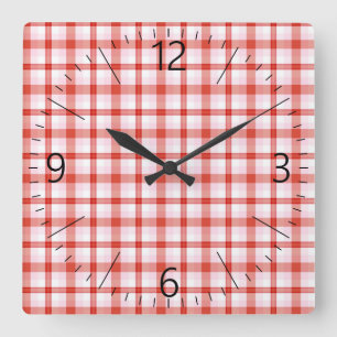 Horloge Carrée Motif Tartan