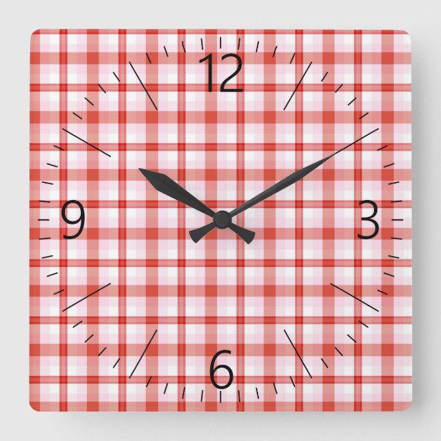 Horloge Carrée Motif Tartan (Recto)
