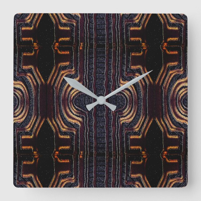 Horloge Carrée Motif tribal Afrocentrique  (Recto)