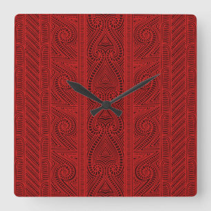Horloge Carrée Motif tribal maori - l'art de Whakairo du