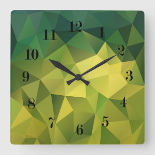 Horloge Carrée Motif vert jaune