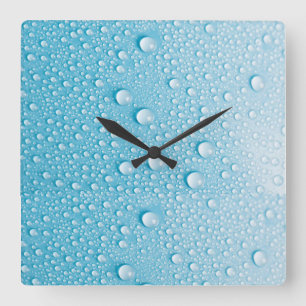 HORLOGE CARRÉE MOTIF WET BLEU RAINDROP