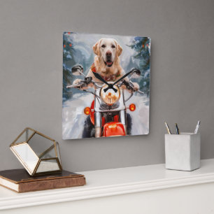 Horloge Carrée Moto à chiens Labrador Noël