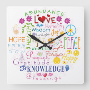 Horloge Carrée Mots Inspirants