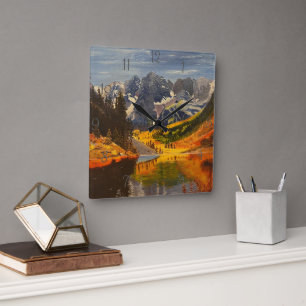 Horloge Carrée Mountain Lake, Par Gary Poling