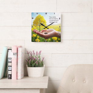 Horloge Carrée Moustard Seed : La simple vérité de la foi