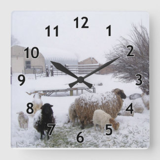 Horloge Carrée Mouton de neige