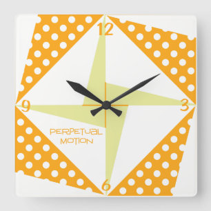 Horloge Carrée Mouvement Perpétuel - Orange