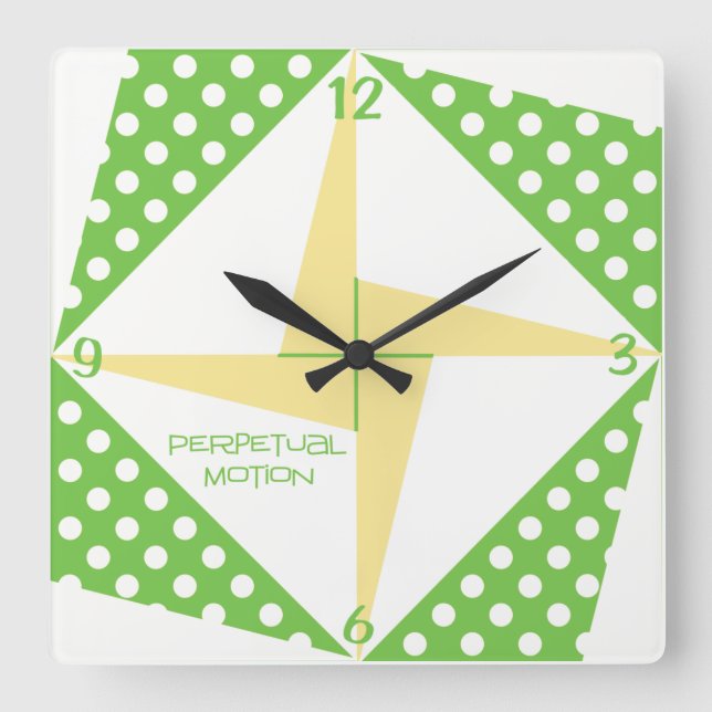Horloge Carrée Mouvement perpétuel - Vert et Pêche (Recto)