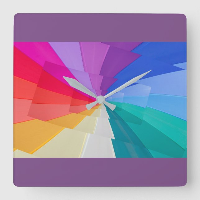 Horloge Carrée multicoloured vortex on square wall clocloture (Recto)