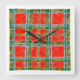 Horloge Carrée Mur Carré MAC BAIN TARTAN