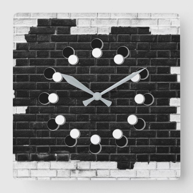 Horloge Carrée Mur de Black et White (Recto)