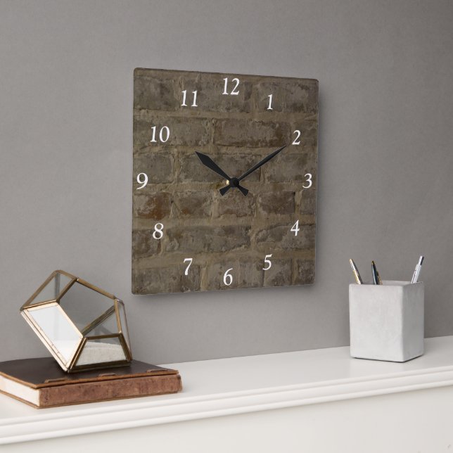 Horloge Carrée Mur en brique Faux (Bureau)