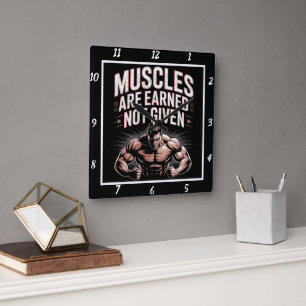 Horloge Carrée Muscles Gym Gagnés Non Donné