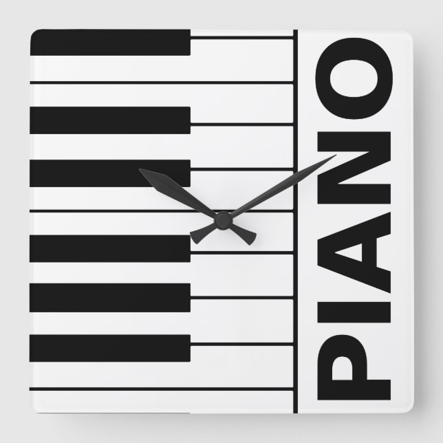 Horloge Carrée music-themed piano keys (Recto)