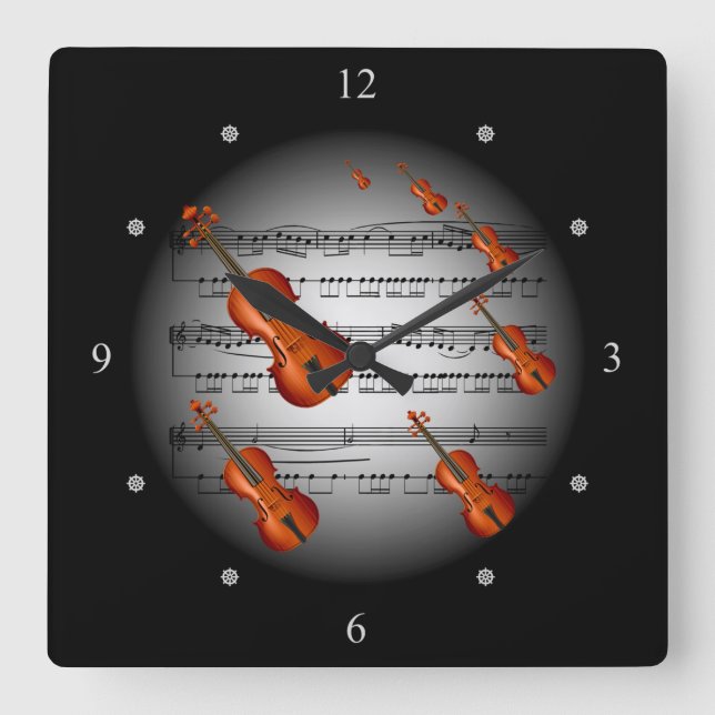 Horloge Carrée Musique de violon ~ La musique ~ Música ~ Musik ~  (Recto)