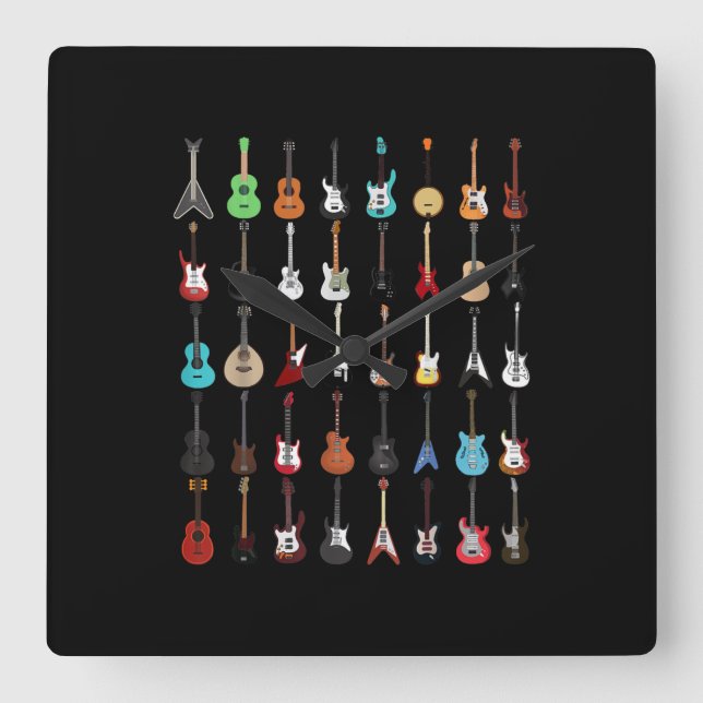 Horloge Carrée Musique guitar (Recto)