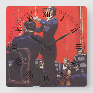 Horloge Carrée Musique vintage, Conduite d'un orchestre