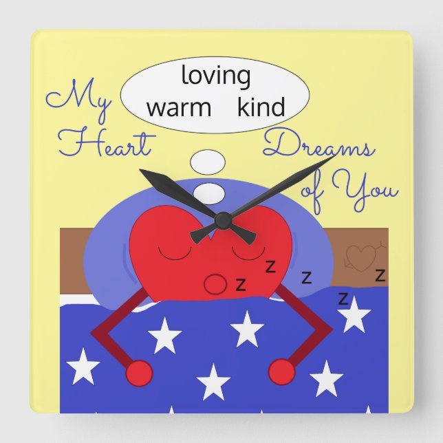 Horloge Carrée My Heart Dreams of You: (Recto)