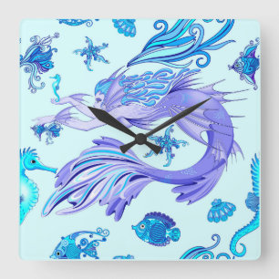 Horloge Carrée Mystic Fairy Purple Créature Carreaux en céramique