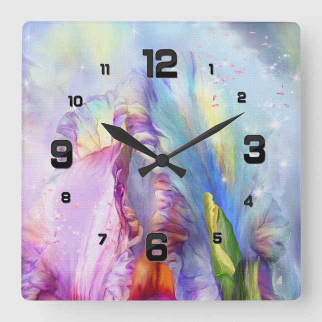 Horloge Carrée Mystique bleu rose Abstrait (Recto)