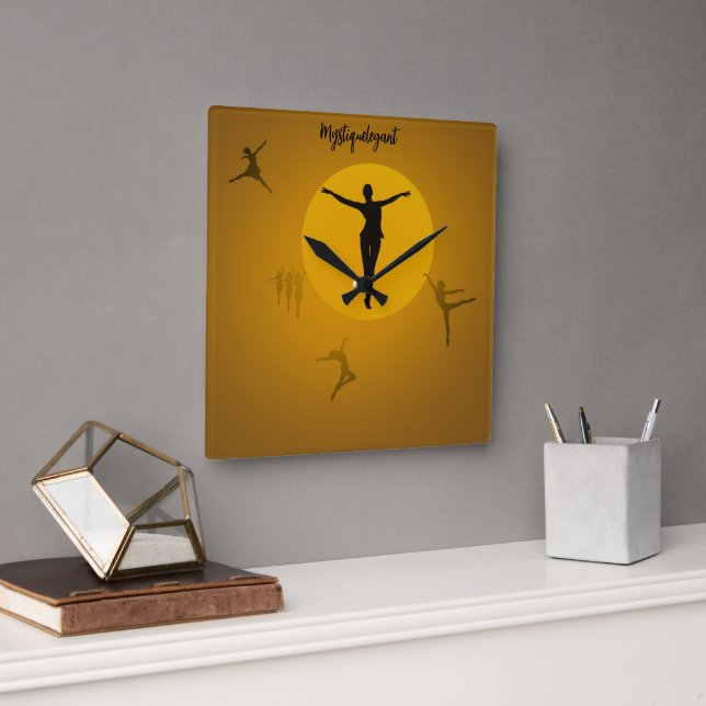 Horloge Carrée Mystique Danse Élégante (Bureau)